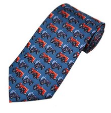 Luxury blue silk tie with red