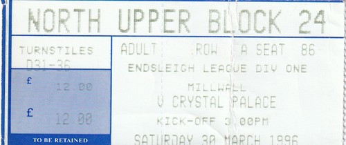 Ticket millwall crystal - v,