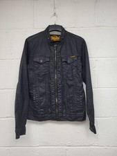Superdry Cooper Black Denim Biker Utility Wax Look Jacket. Mens Size M.PD2007182
