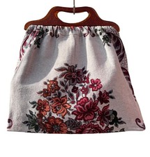 Vintage Tapestry Floral  Knitting/Tote Bag Fully Lined Plastic Handles 1970’s 