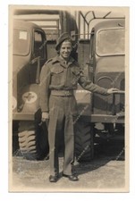 WW2 photo VIII Corps RASC soldier & military vehicles formation signs markings