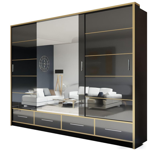 Wardrobe high gloss sliding - wardrobe-high,