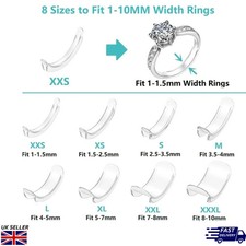 Invisible Clear Ring Size Reducer Resizer Adjuster Clip Guard  8 Piece Set UK