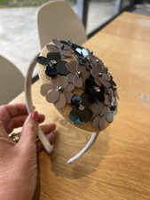 Sequinned Fascinator - Silver And Grey 