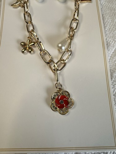 Necklace set red flower - necklace, set.