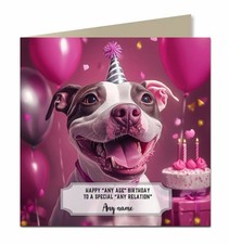Personalised Birthday Card For Girls or Women or Dogs Staffy F265