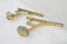 Vintage Brass Curtain Pole Holders Brackets Old Hangers Hooks 3"D
