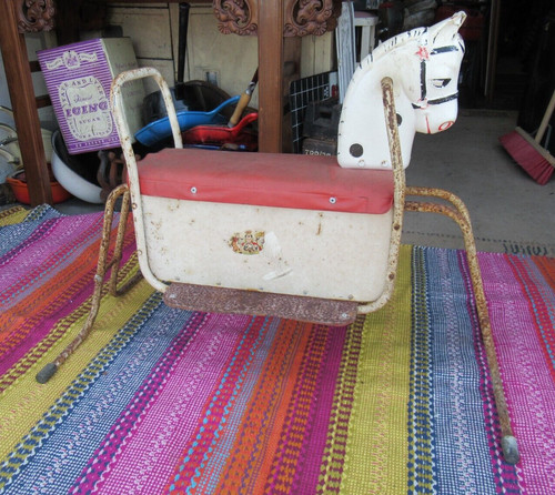 Vintage metal rocking horse - vintage,