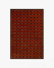 Abstract Hand Tufted Rust/Black Geometric 100% NZ Wool Area Rug For Living Room