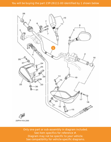 Yamaha handlebar 23p 26111 - handlebar,, 23p-26111-00