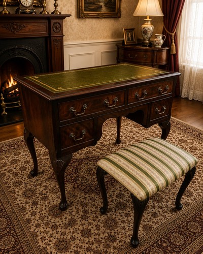 Antique mahogany leather top - mahogany,