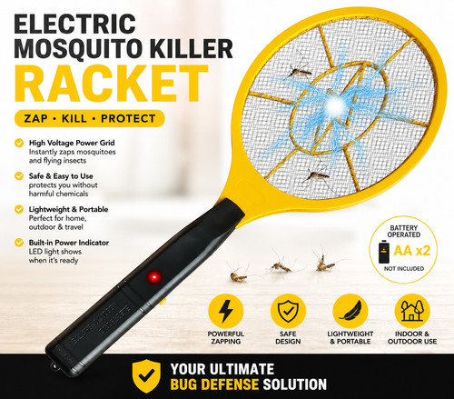 Electric fly bug zapper - bug, racket