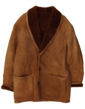 VINTAGE Mens Shearling Jacket IT 52 XL Brown Shearling CE18