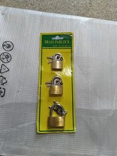 Small Padlock Brass Steel Metal Home Locker Suitcase Security 3 Keys 20mm size