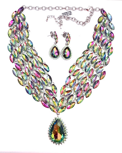 Rainbow crystal necklace - crystal, &