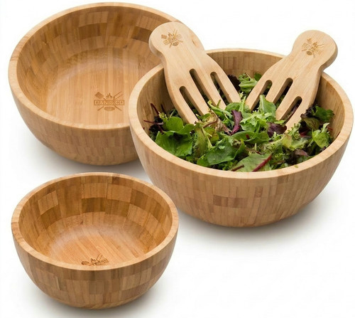 Bamboo wooden salad bowl and - bamboo,