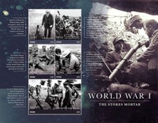 WWI Trench Warfare STOKES MORTAR Artillery Shell Bomb Stamp Sheet (2015 Grenada)