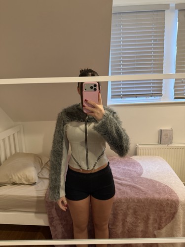 Faux fur jacket grey - faux, size