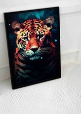JAGUAR CAT POSTER LEOPARD POLY