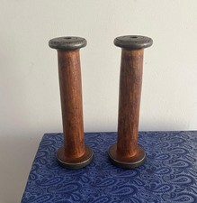 A superb pair of Antique Wooden & metal original SPOOLS/Bobbins