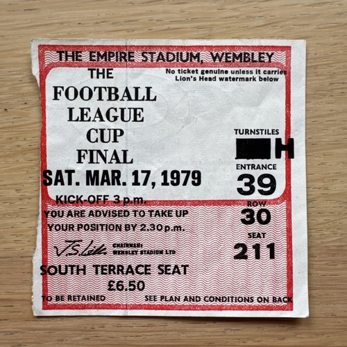 Ticket 1979 league cup - league,