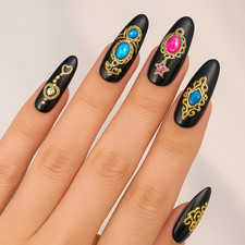 3D Nail Charms Stickers Nail Jewellery Diamond Lace Gold Nails Adhesive Charm UK
