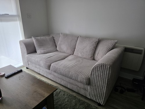 Grey white striped fabric - striped,