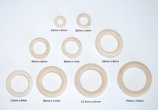 Natural Wooden Linking Rings Crafts Hoops - Macrame, Jewellery-Plain Organic DIY