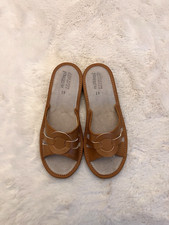 Women's 100% Natural Leather Slippers Mules Slip On Open Sandals Slide Size 3-8