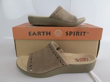 Ladies Earth Spirit Flats Slip On Shoes Size UK 4 Brown Suede Leather Anti Shock