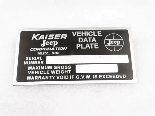 Data plate for kaiser - plate,
