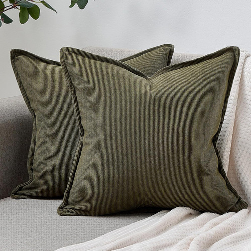 Olive green cushion covers - green,