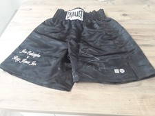 Joe Calzaghe v Roy Jones Jr Hand Signed Embroidered Black Everlast Boxing Shorts