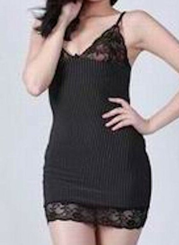Black chemise lingerie - **black,