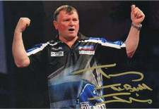 DARTS: TERRY JENKINS 'THE BULL' SIGNED 6x4 ACTION PHOTO+COA **PROOF**