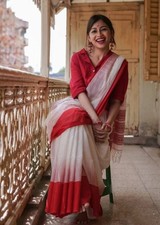 Indian Wedding Saree Red White