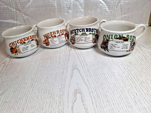 Vintage recipe soup - mugs, set