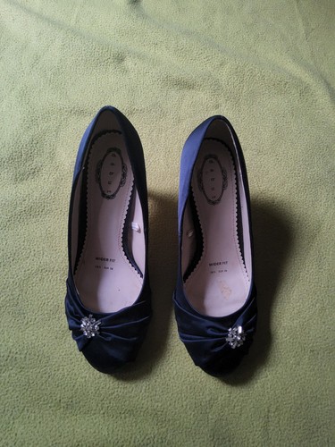 Navy satin high heels round - satin,