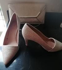 Next Gold Glitter Court Shoe