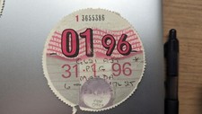 Rare Collectable old tax disc from JAN 96.......................................