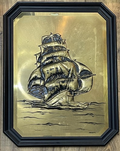 Vintage brass clipper ship - ship, 3d