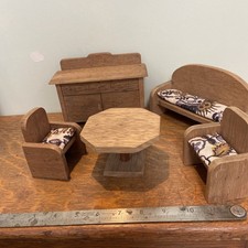 Vintage Oak Dolls House Dining Room Suite