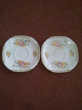 Two Vintage John Maddock & Sons Royal Ivory Ware Saucers