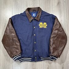 VTG University Of Michigan Wolverines Jacket Size L Starter Letterman Leather