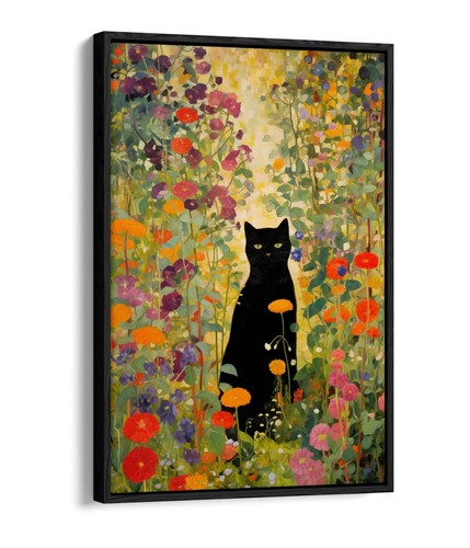 Gustav klimt black cat - black,