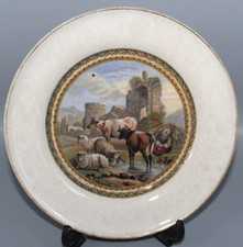 ANTIQUE PRATTWARE CATTLE & RUINS PLATE