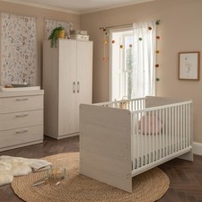 3pc Nursery Furniture Set - Freya Baby Cot Bed, Wardrobe & Dresser / Changer