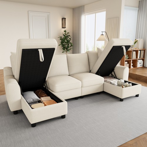 Beige shaped sectional - beige, sofa
