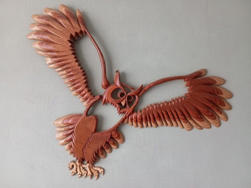 Hand carved owl - owl, wall