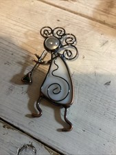 Metal And Glass Suncatcher Musician Angel Handmade Modern Four Inches Tall